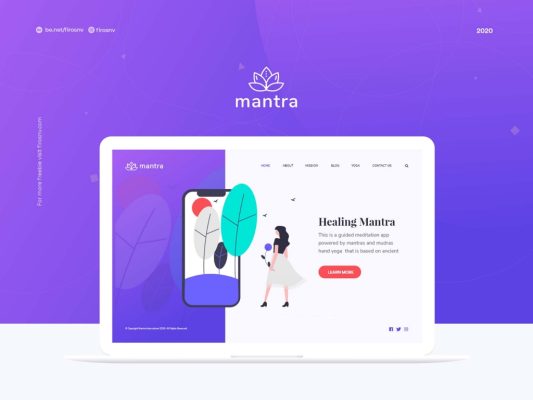 Free Mantra Yoga Minimal UI Kit (XD)