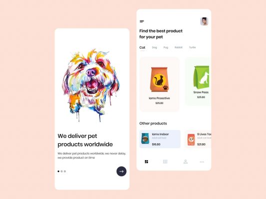 Free Pets Online Shop App Template (FIG)